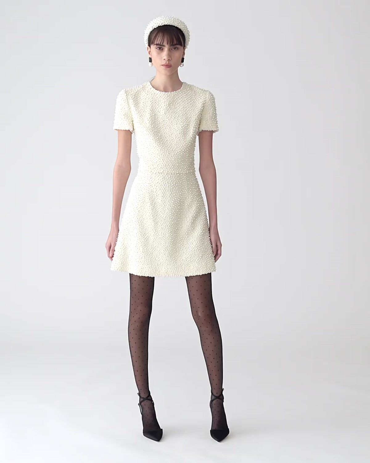 Carolina Herrera Embellished Short Sleeve Dress - Ivory