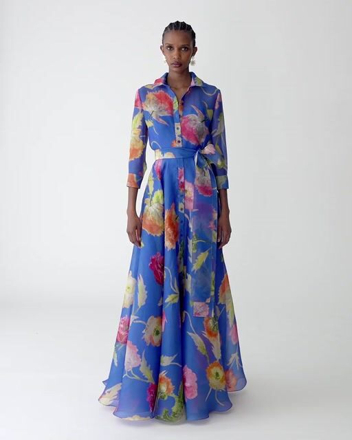 Poppy-Print Organza Trench Gown | Carolina Herrera WW EN